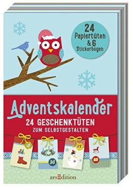 Adventskalender: 24 Geschenktüten zum Selbstgestalten: 24 Papiertüten & 6 Stickerbögen -