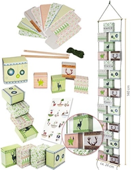 Weihnachtskalender als Adventskette - 24 Boxen / Schachteln zum Befüllen + Zahlenaufsticker - selber Basteln - für Erwachsene / Kinder / Mädchen Jungen - Adventskalender Weihnachten - SelbstBefüllen - Aus Papier Kleben / machen gestalten - Adventsboxen / Weihnachtsdosen -