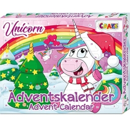 CRAZE Adventskalender UNICORN niedliche Einhorn Figuren Weihnachtskalender 2021 für Mädchen & Jungen Kinder Spielzeugkalender Überraschungen 24706 - 1