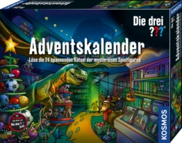 Kosmos 632182 Die drei Adventskalender 2020 Löse die 24 spannenden Rätsel der mysteriösen Spielfiguren, Spielzeug-Adventskalender für Kinder ab 8 Jahre, Krimi Geschichte bis Weihnachten - 1