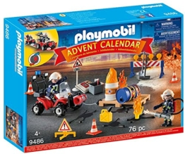 PLAYMOBIL Adventskalender 2021 - 9486 Feuerwehreinsatz auf der Baustelle, Ab 4 Jahren [Exklusiv bei Amazon] - 1